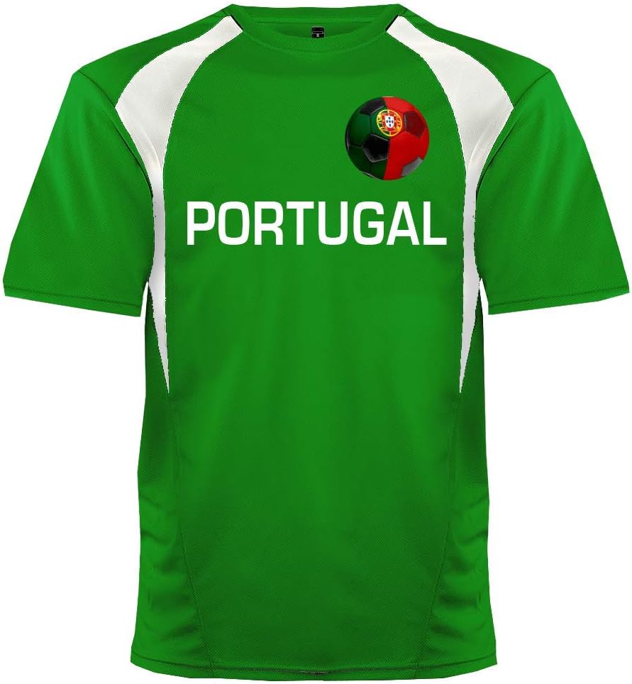 Custom Portugal Soccer Ball 1 Jersey Youth Medium in Kelly Green and White