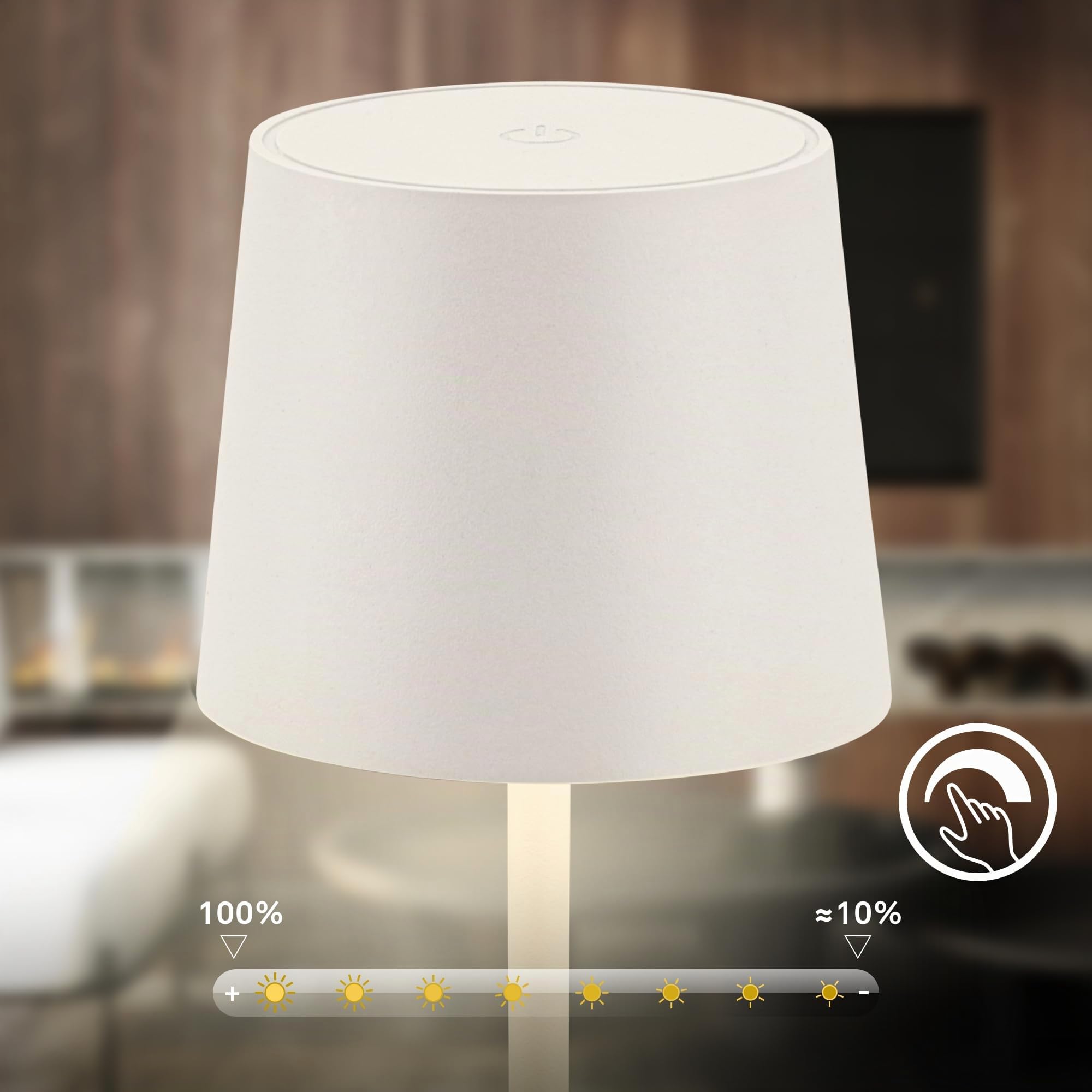 Briloner - Lampada da tavolo LED senza fili IP44 con touch, dimmerabile, batteria e sorgente luminosa sostituibili, da comodino, campeggio, per esterni, 11 x 33 cm, bianco antico (Confezione da 2)