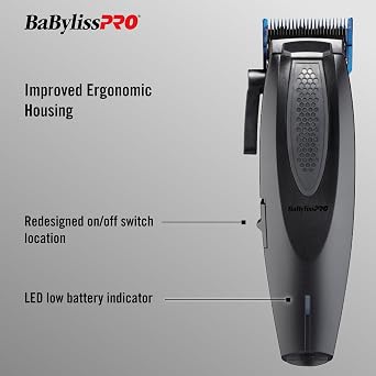 BaBylissPRO LithiumFX Cord/Cordless Lithium Ergonomic Hair Clippers for Men