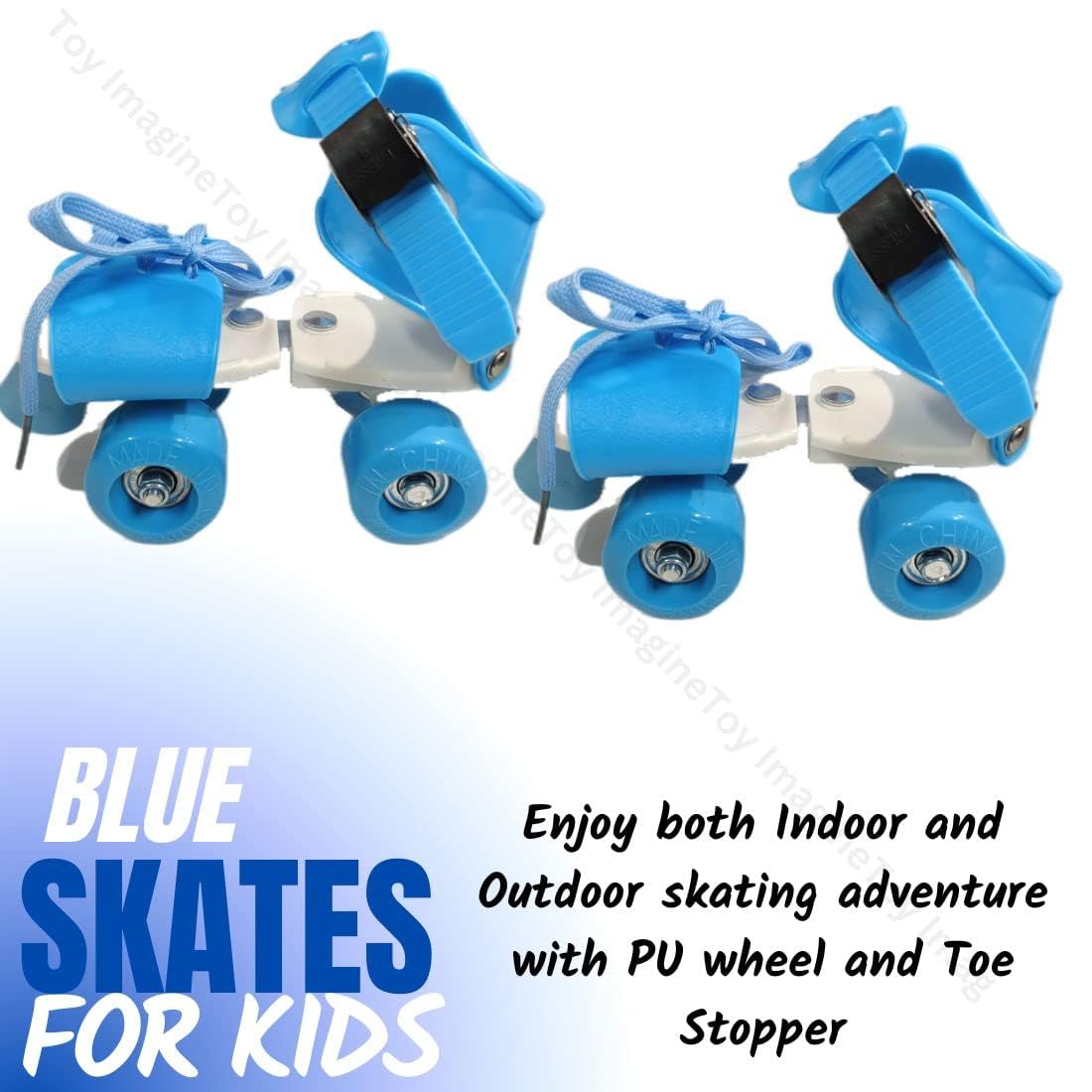 NestPlay Skating Shoes with School Sport PU | 4 Wheel Adjustable Skates | Dry Roller Skates for Kids | Adjustable up to 5-12 Years Age Group (Blue Colors Skating) - Image 4 thumbnail