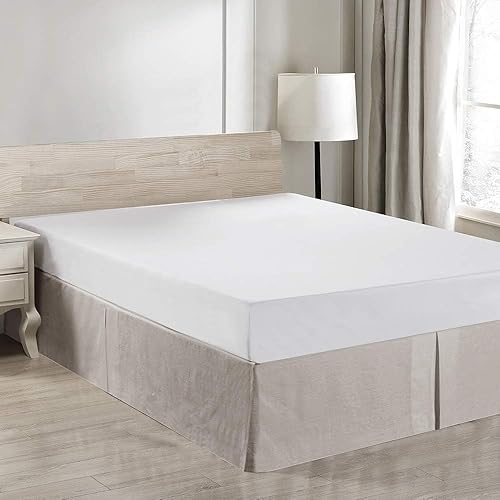Simple&Opulence - Falda de cama de lino belga con caída a medida de 14 pulgadas, con pliegues, ajuste fácil, transpirable, de lino natural premium