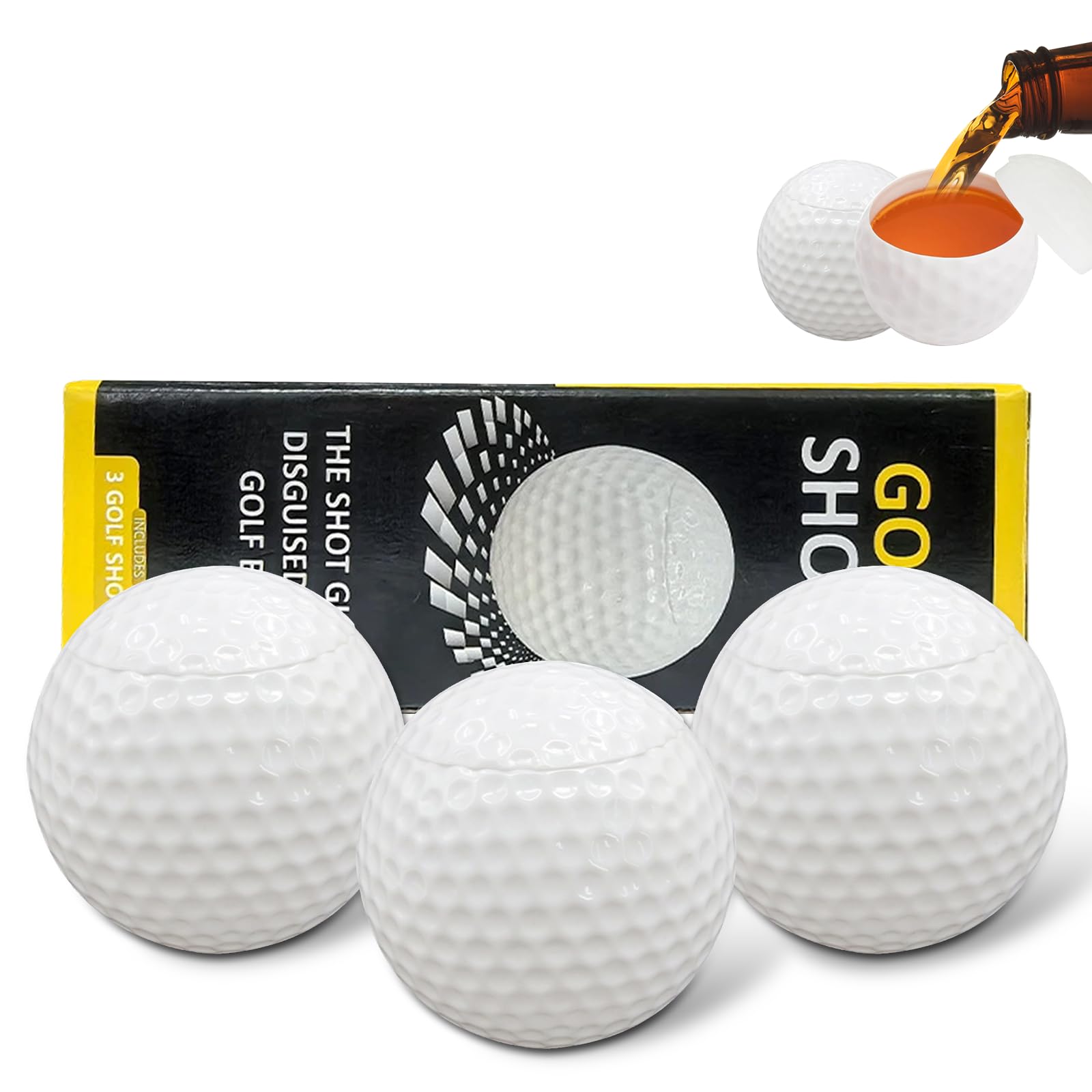 LUMIREX Golf Ball Shaped Shot Glasses - 3 Pcs White Plastic Shot Glasses with Lids, 2.2×2.2 Inches, Cute Golf Gifts for Golf Lovers, Stylish Tumbler Glasses with 1 Gift Box for Drinking