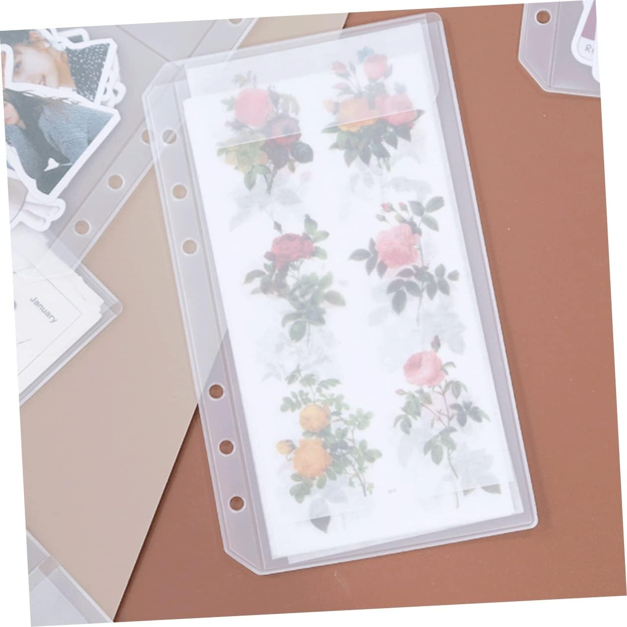 Homoyoyo Sticker Storage Bag for Women Loose-Leaf Pouch PVC Material Smooth Surface Tidy Craft Storage