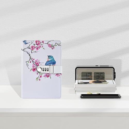 Miniatura 5 de ARRLSDB Diario creativo de contraseñas con candado, A5, de piel sintética, con cerradura de combinación, cuaderno de bloqueo de contraseñas (estilo