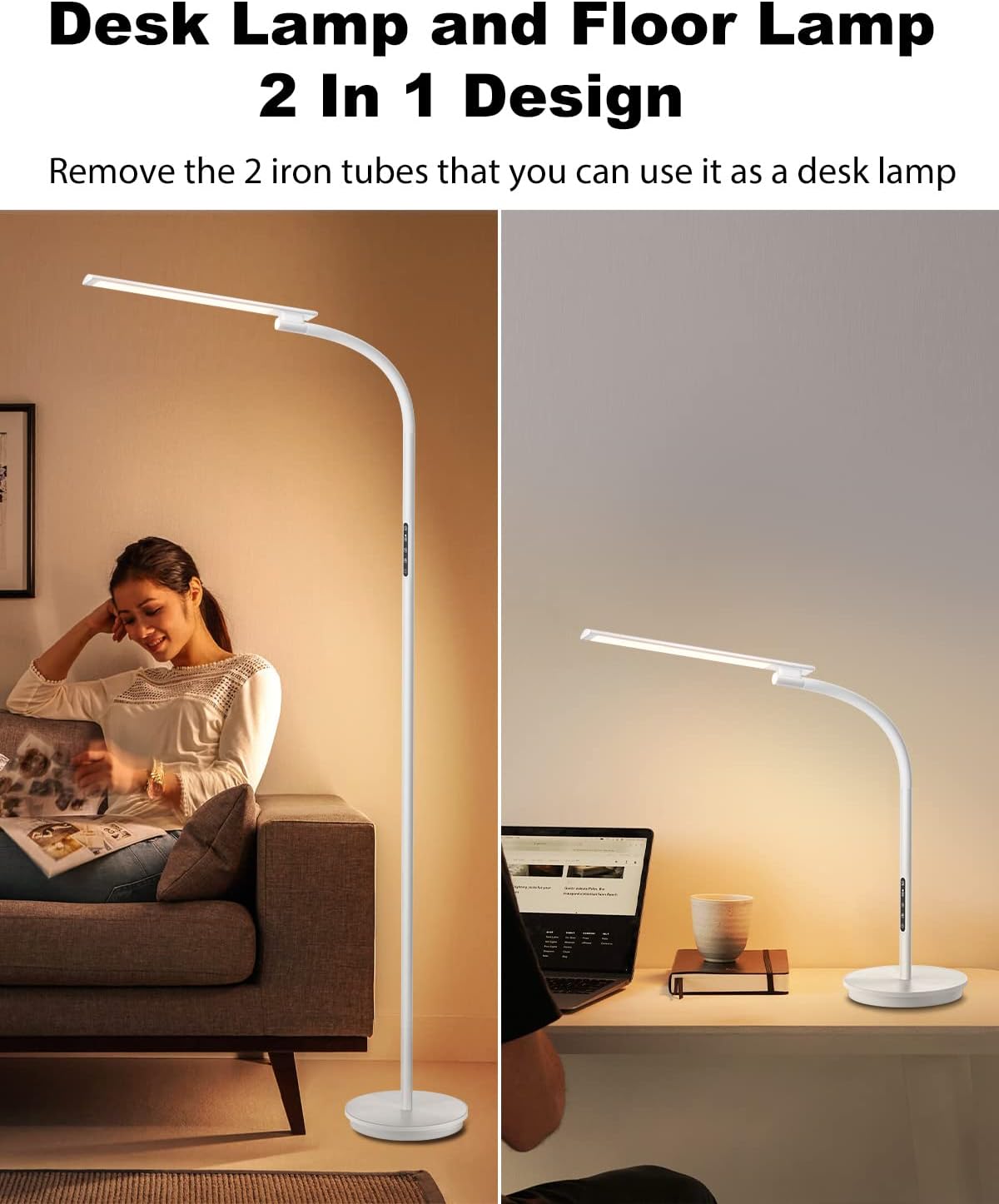 LED Floor Lamp with Remote Control and Timer Function, Stepless