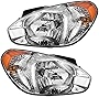 AUTOANDART Replacement Driver and Passenger Halogen Combination Headlights Compatible with 07-11 Accent 92101-1E011 92102-1E011