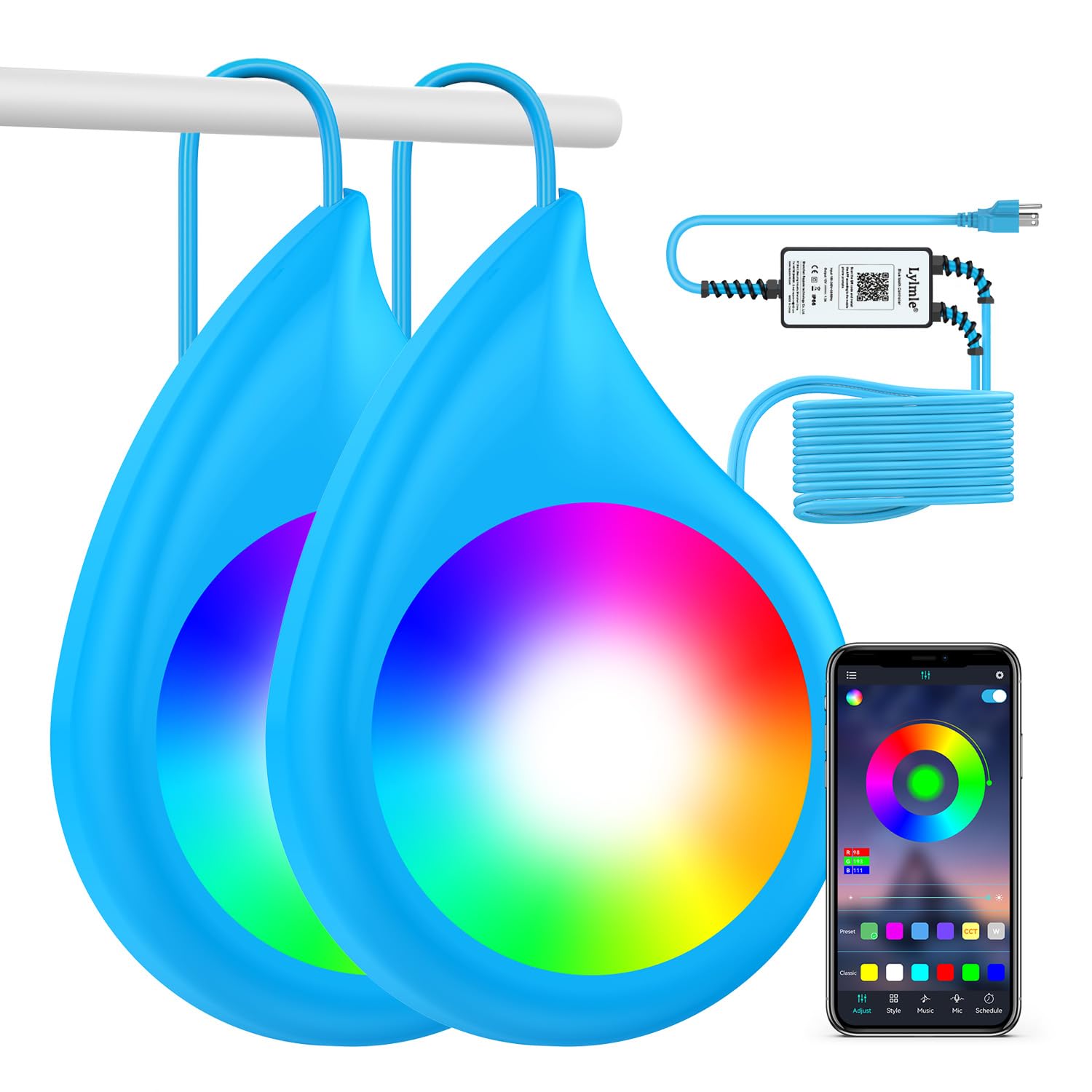 Photo 1 of LyLmLe LED Pool Lights, 50W Double Light for Giant Pool with 26ft Cord for Each Light, 2000lm, 12V Smart Magnetic Lamp with APP Control, IP68 Waterproof Nicheless Lights for Inground Aboveground Pools