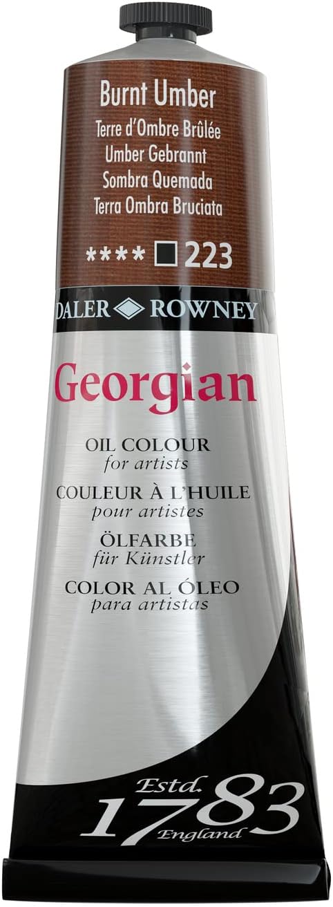 Daler-Rowney Georgian Oil Paint, Aluminium Tube, 7.61oz - 225 ml, Burnt Umber