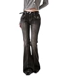 Mid-Low Rise Flare Jeans for Women, Y2K Baggy Boot Cut Flared Bootcut Wide Leg Womens Denim Pants Stretch