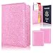 Passport Holder Wallet, ACdream Protective Premium PU Leather RFID Blocking Case for Passport, Light Pink Star of Paris