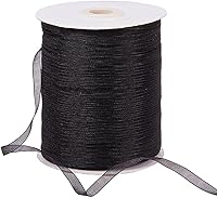 Vista 1 de KISSITTY Cinta de organza transparente de 500 yardas de 1/4 de pulgada, cinta decorativa para manualidades, cintas negras para envolver regalos