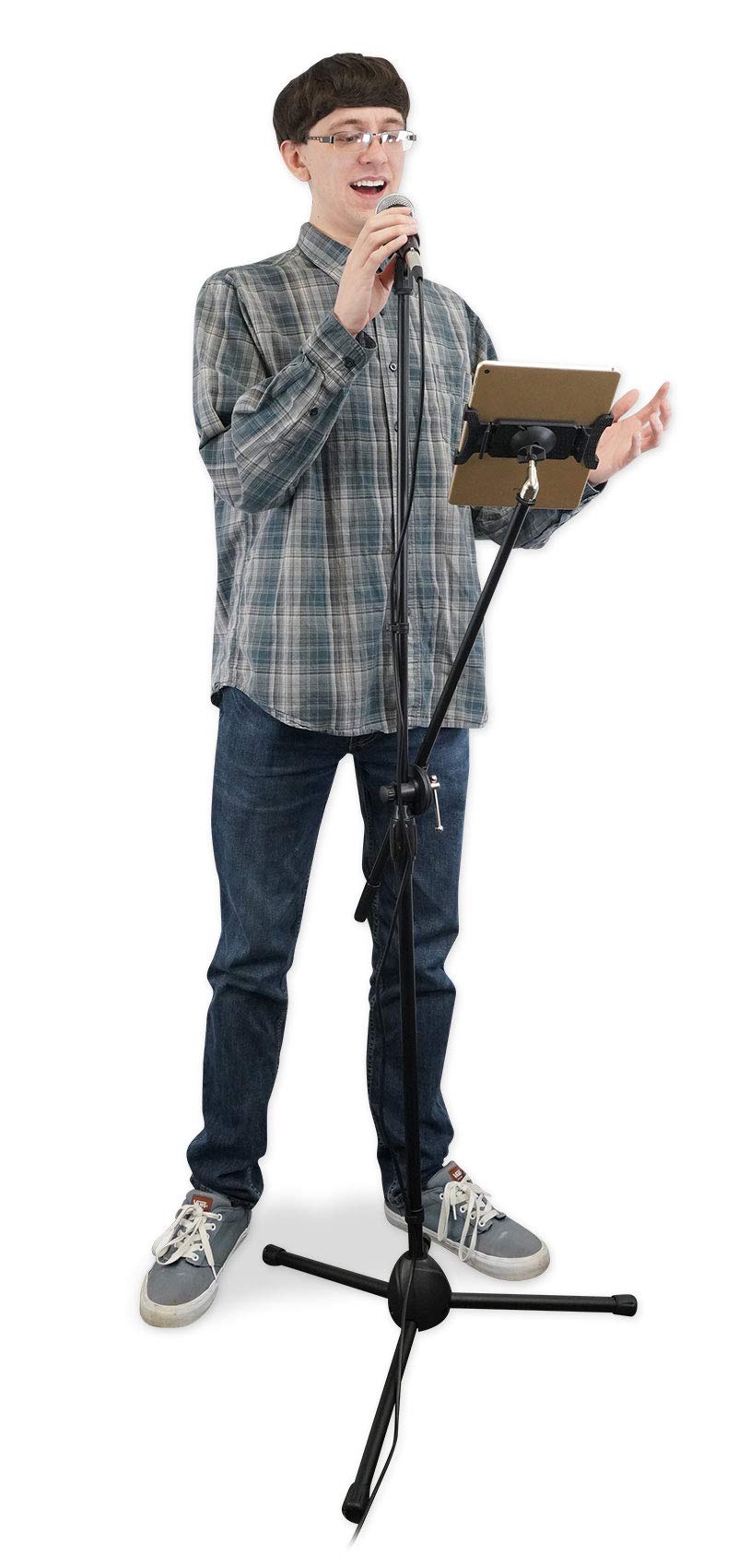 Rockville GIGSTAND DUAL Microphone+Tablet/Smartphone Mic Stand For Karaoke Party