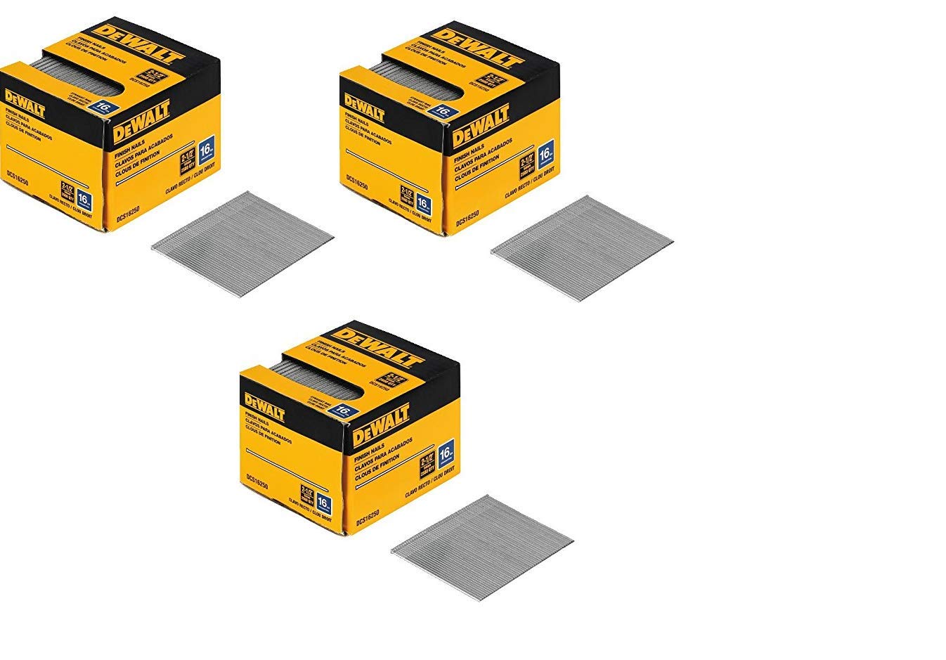 DEWALT DCS16250 2-1/2-Inch by 16 Gauge Finish Nail. Sold as 3 Pack, 7500 Pieces Total