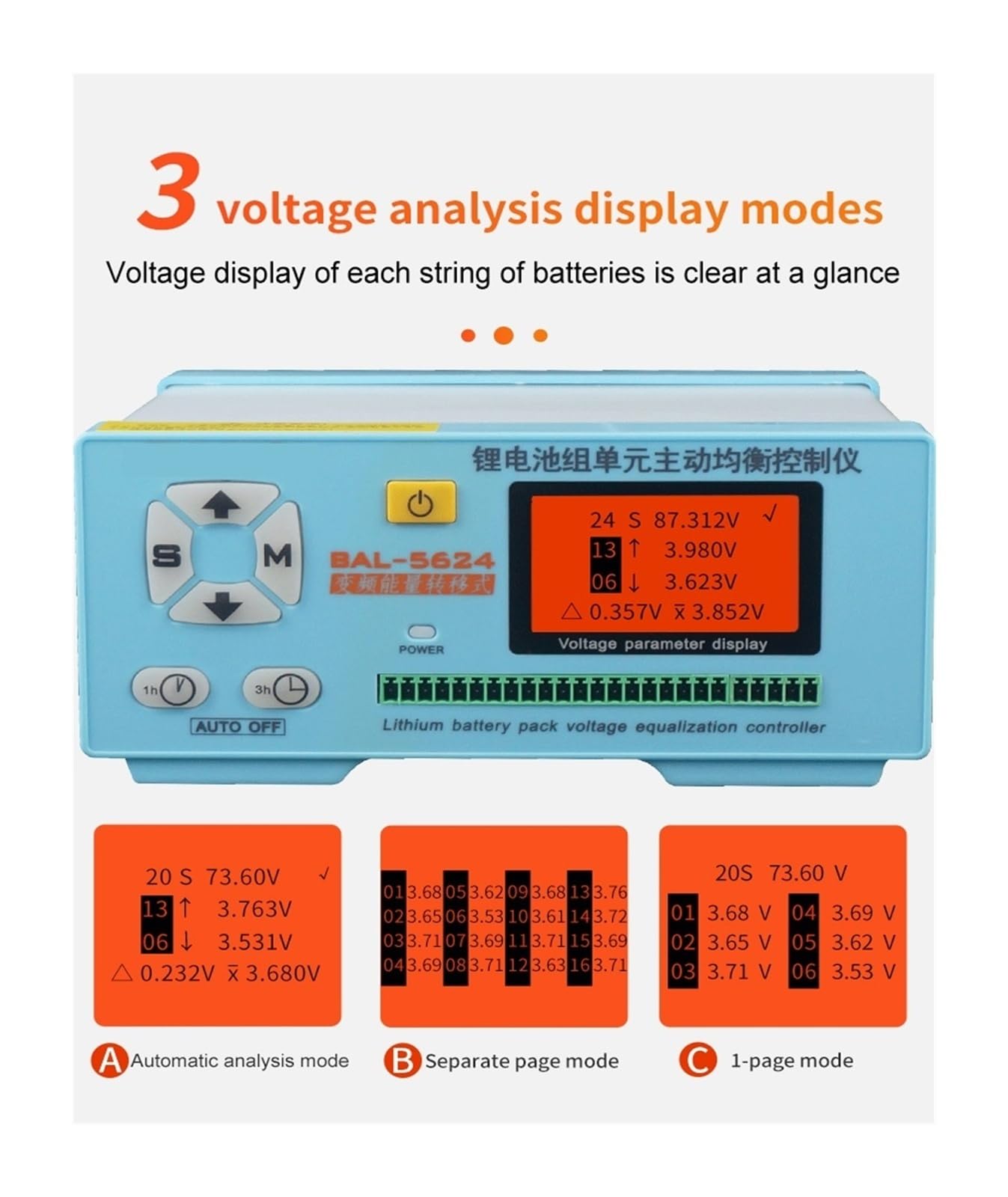 Tester per batterie, 5A Analizzatore digitale capacità batteria | Offre test di tensione, analisi della capacità; ideale per manutenzione e diagnostica delle batterie.