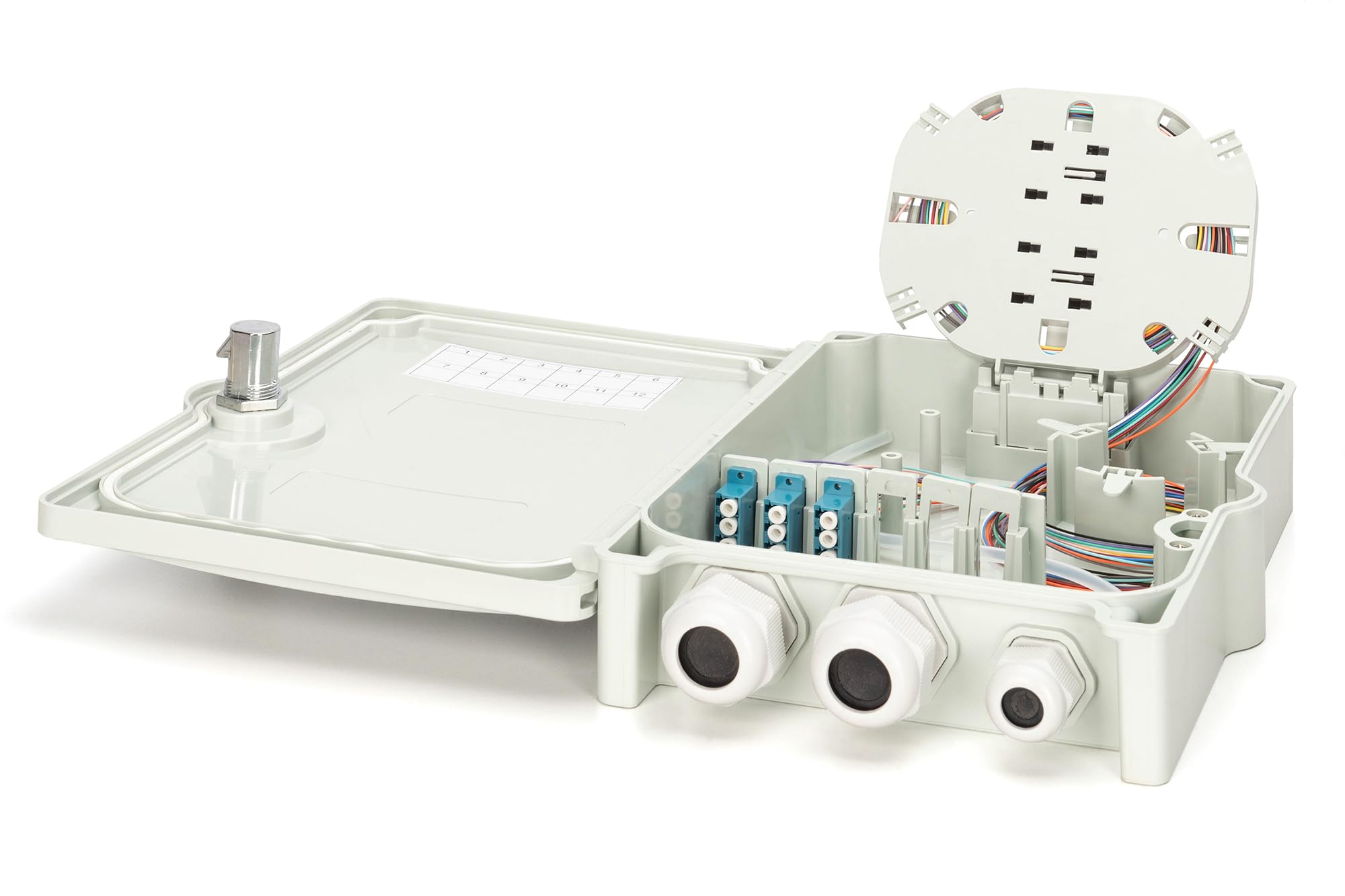 DIGITUS Caja de conexión de fibra óptica – OS2 – 3 conectores LC/PC | Premontado – 12 fibras – FTTH/FTTB – para interior y exterior – IP65 – Gris