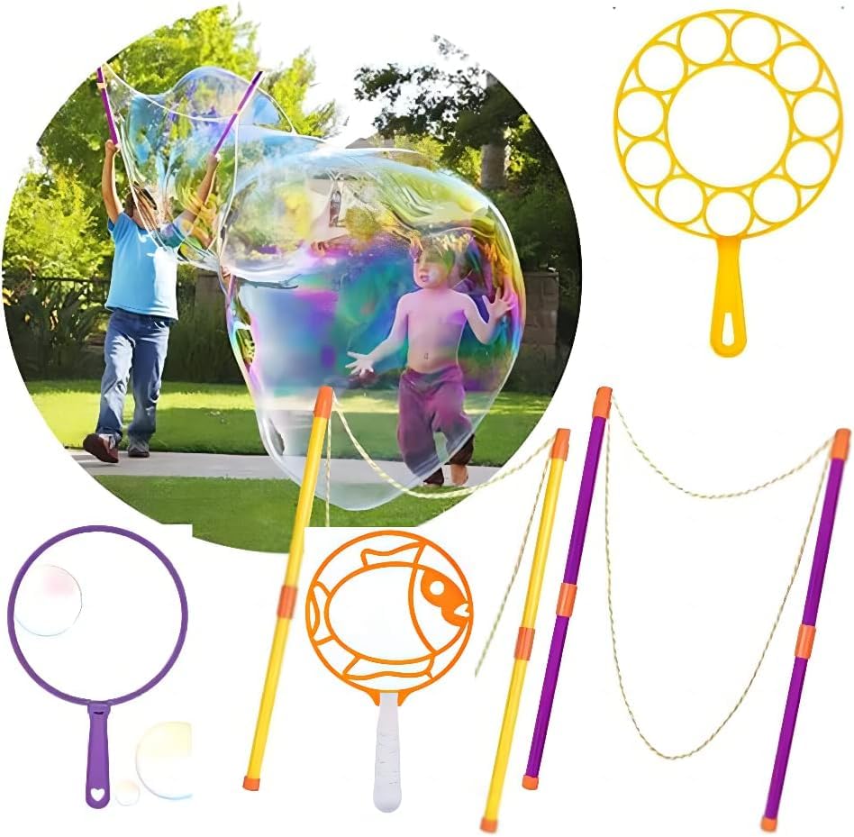 Queryifv Riesenseifenblasen Set, Seifenblasen Groß Seifenblasen Kinder Seifenblasen Set Kinder Outdoor Spielzeug Gartenspielzeug Kinder