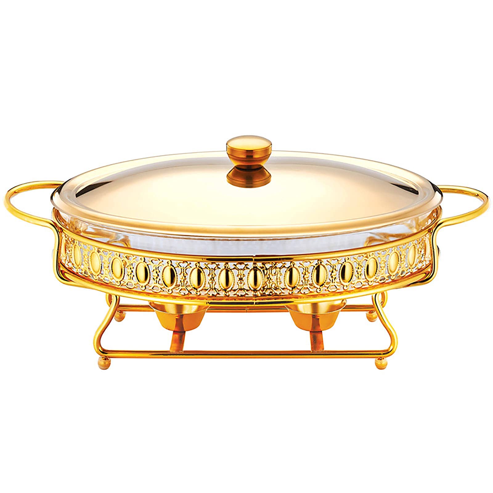 Chafing Dish in acciaio inox da 2 litri, set completo per buffet con vaschetta per l'acqua, vaschetta per il cibo, contenitore per il combustibile e coperchio per buffet, matrimoni, feste, oro