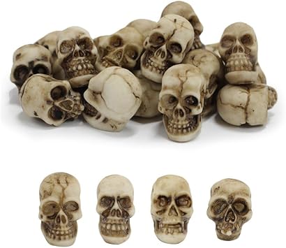 Miniature Skull, 20 Pack Mini Resin Miniature Skull for Crafts, Miniature Skeleton Halloween Skeleton Figurines Statues Ornament for Halloween Easter Decoration