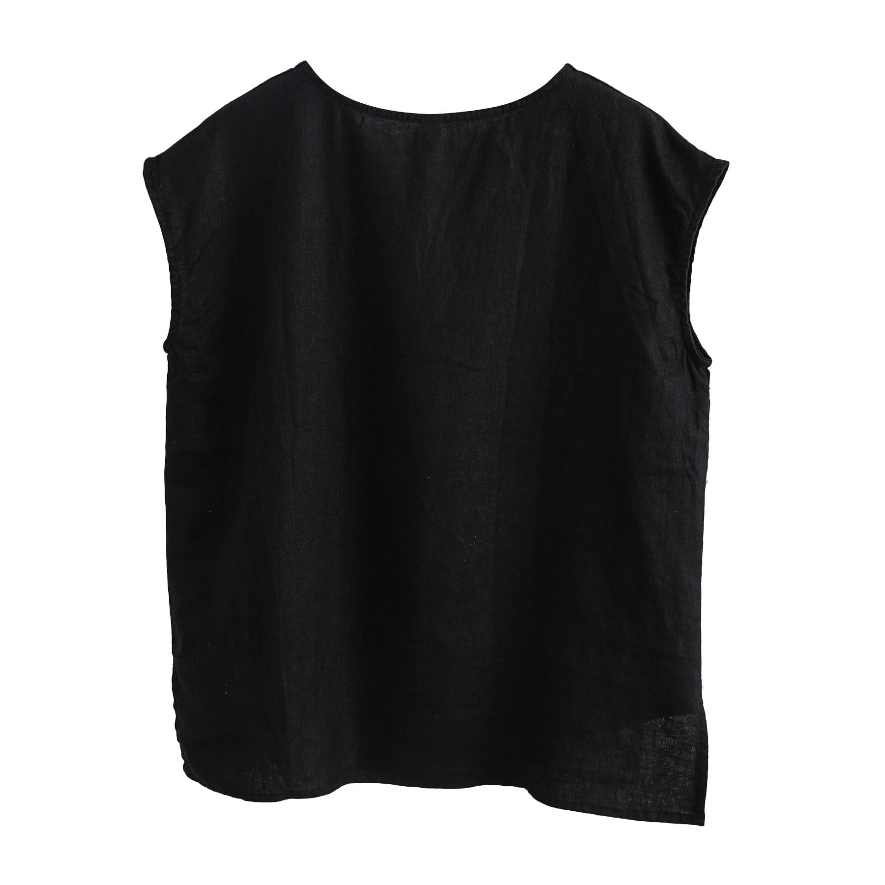Amazhiyu Camicetta estiva da donna in 100% lino con scollo a V e maniche ad aletta