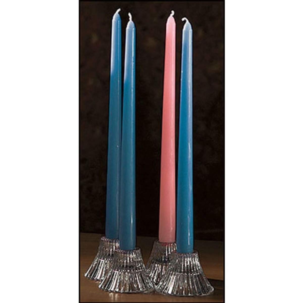 Blue and Pink Wax Advent Taper Candles, Set of 4