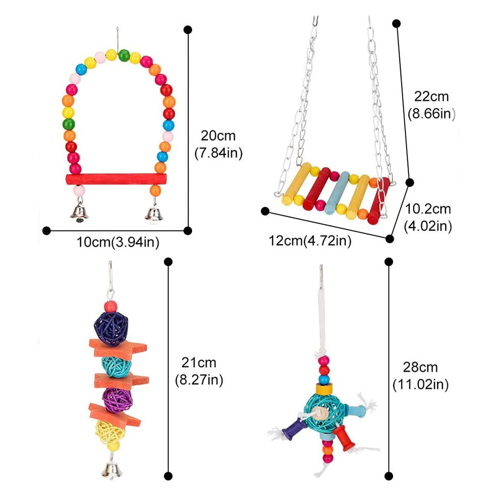 Vogelspielzeug 8 STÜCKE Vogel Papagei Spielzeug Swing Chewing Hängende Käfig Spielzeug Hängematte Bell Schwingleiter Barsch Für Sittiche Cockatiele Kleine Vögel