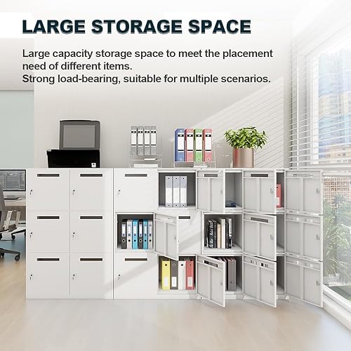 Miniatura 3 de Armario de almacenamiento de metal con cerradura, organizador con cerradura, armario de acero para empleados de oficina, hogar, banco, escuela,