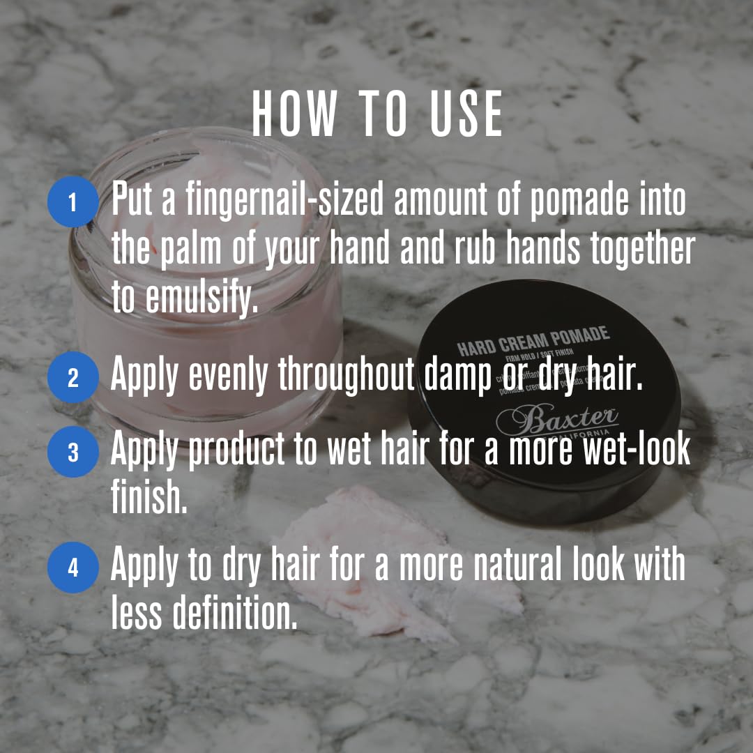 Baxter of California Hard Cream Pomade for Men | Natural Finish | Firm Hold | Hair Pomade - Image 3