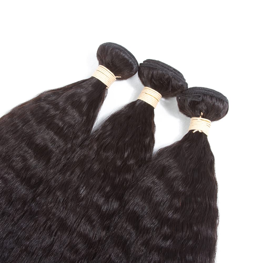 Kerriana 26 28 30 inch kinky straight bundles with 20 inch 4x4 lace closure