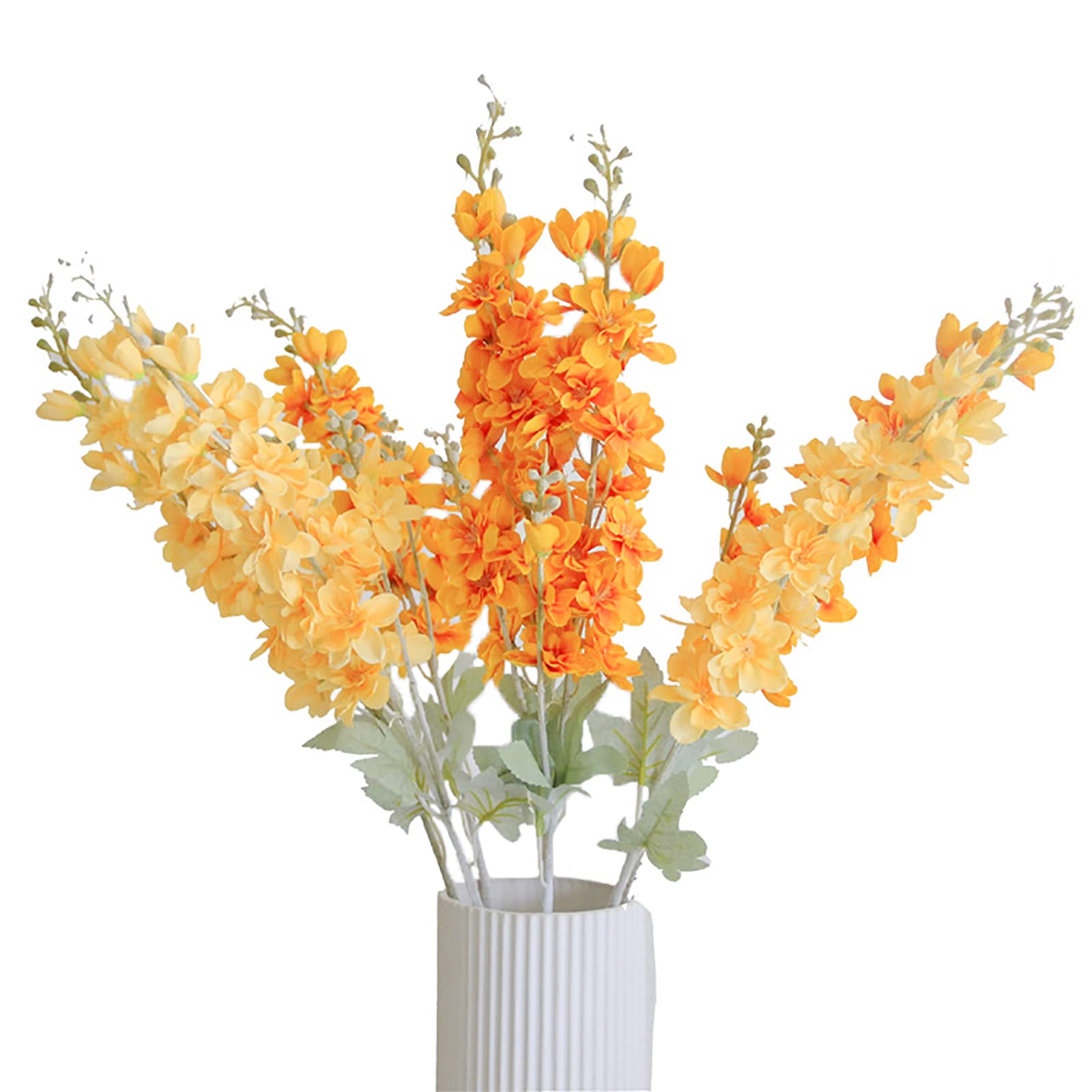 Emivery 5PCS Artificial Delphinium Flowers Long Stem Artificial Flowers Silk Snapdragon Plants Yellow Fake Flowers for Vase Floral Arrangement Home Garden Wedding Decor (2 Colors)