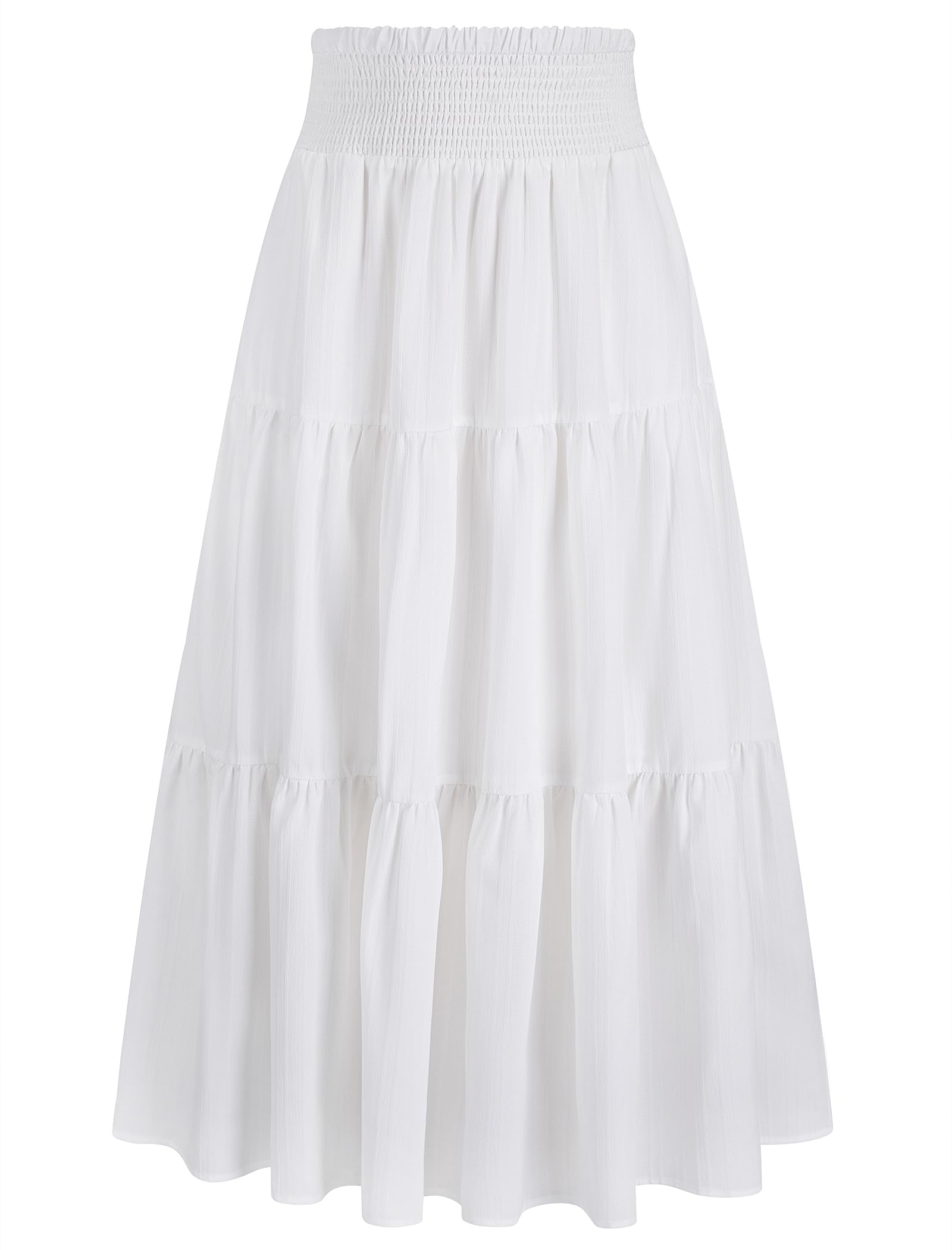Arolina Womens Summer Maxi Skirt Casual Smocked High Waist Long Skirts Flowy Boho Skirt with Pockets for Beach