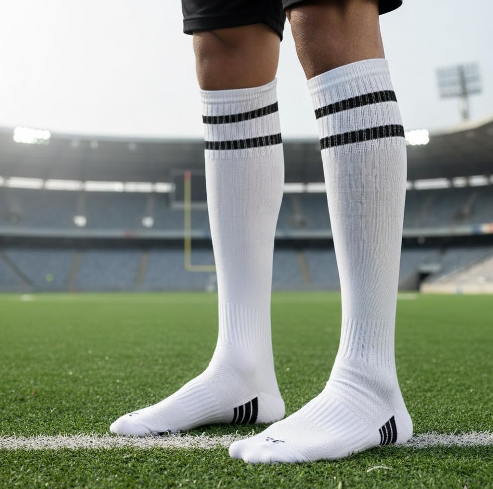 Image of RC. ROYAL CLASS Football Socks -Knee High Unisex, Cushioned Sole, Hi-Performance, Soft & Breathable,Ventilated,Moisture Wicking,Anti-Odour,Football /Soccer Socks For Kids to Adults-Pack of 1 Pair