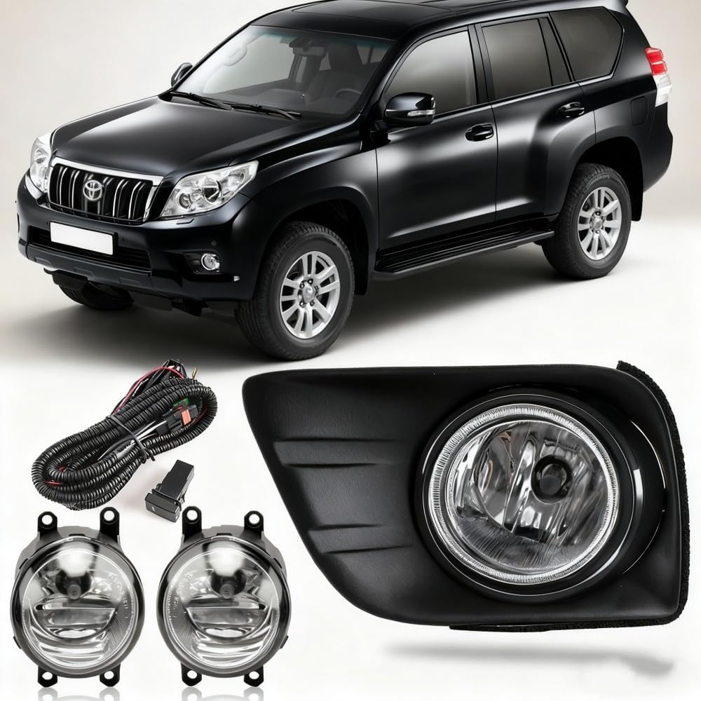 Clear Fog Light w/Bezel Switch Wire Bulb fog lamp assembly kit Replacement For Toyota Land Cruiser Prado 2010~2014