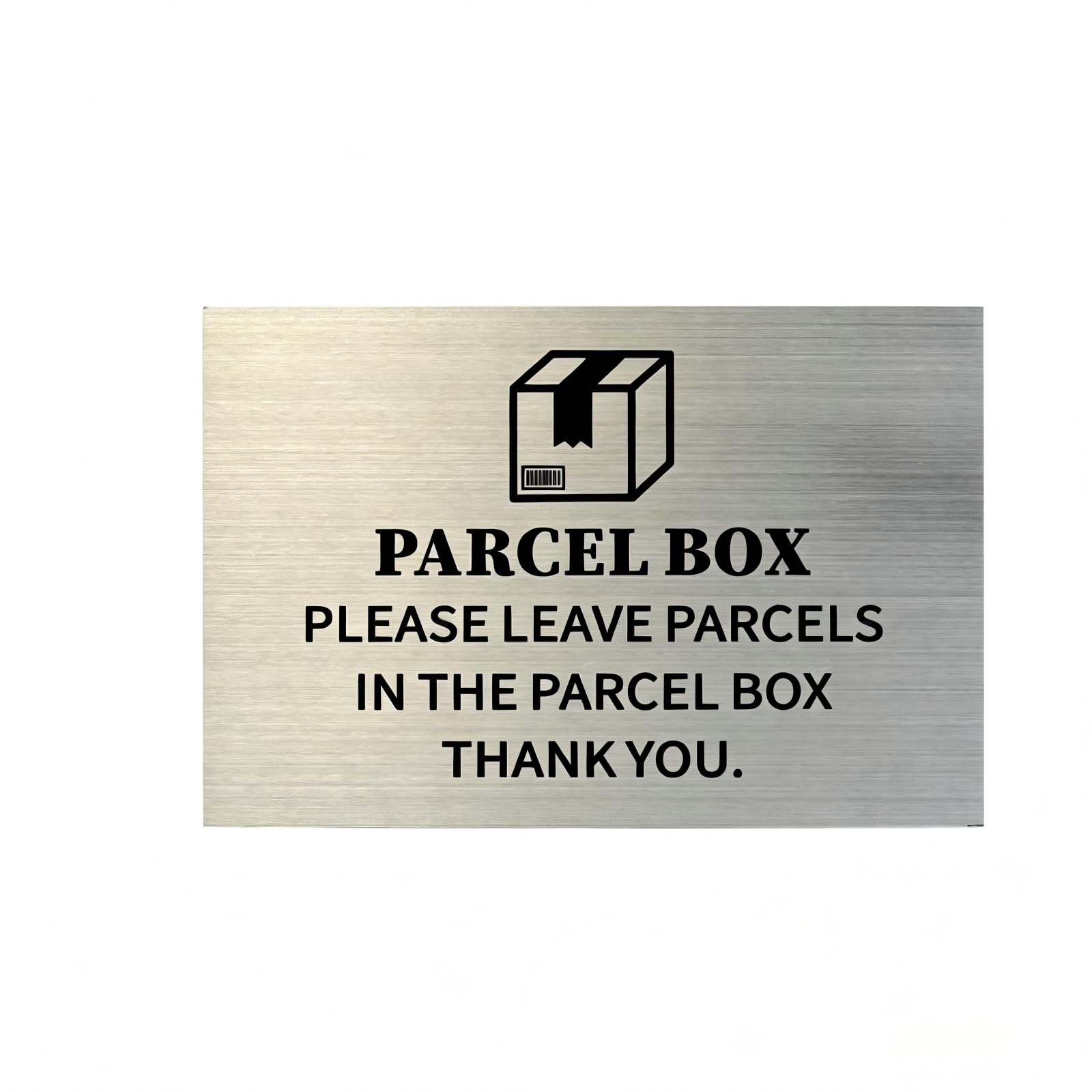 1 Silver Black Stainless Steel Parcel Box Sign for Outdoor Weatherproof