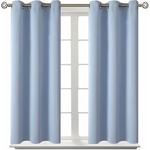 BGment Blackout Curtains for Bedroom - Grommet Thermal Insulated Room Darkening Curtains for Living Room, Set of 2 Panels (38 x 45 Inch, Spa Blue)