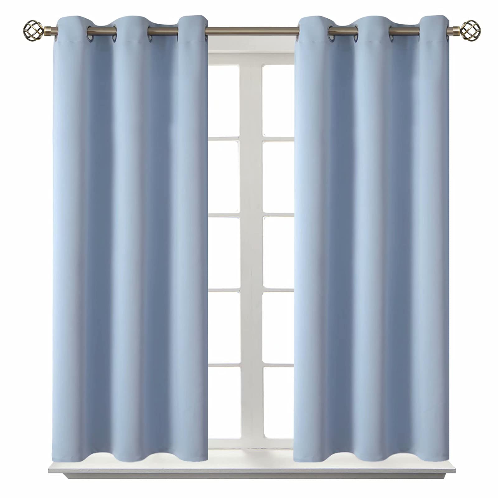 BGment Blackout Curtains for Bedroom - Grommet Thermal Insulated Room Darkening Curtains for Living Room, Set of 2 Panels (38 x 54 Inch, Spa Blue)
