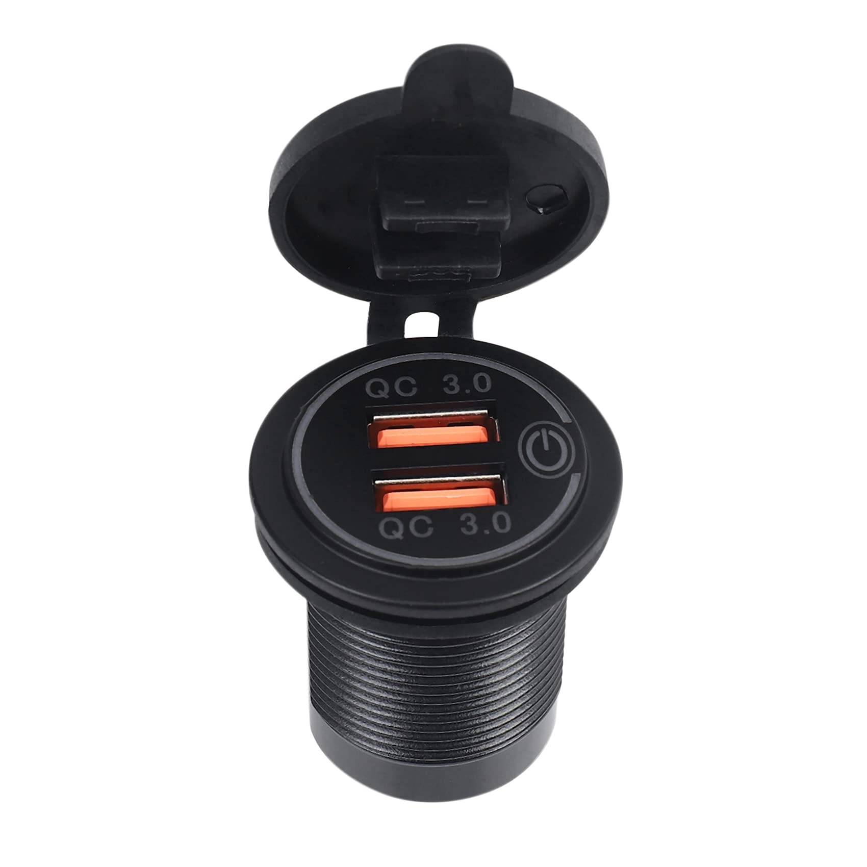 20X Carga Rápida 3.0 Cargador de Coche USB Dual 12V 36W Cargador Rápido USB con Interruptor para Moto Camión Carro de Golf Verde