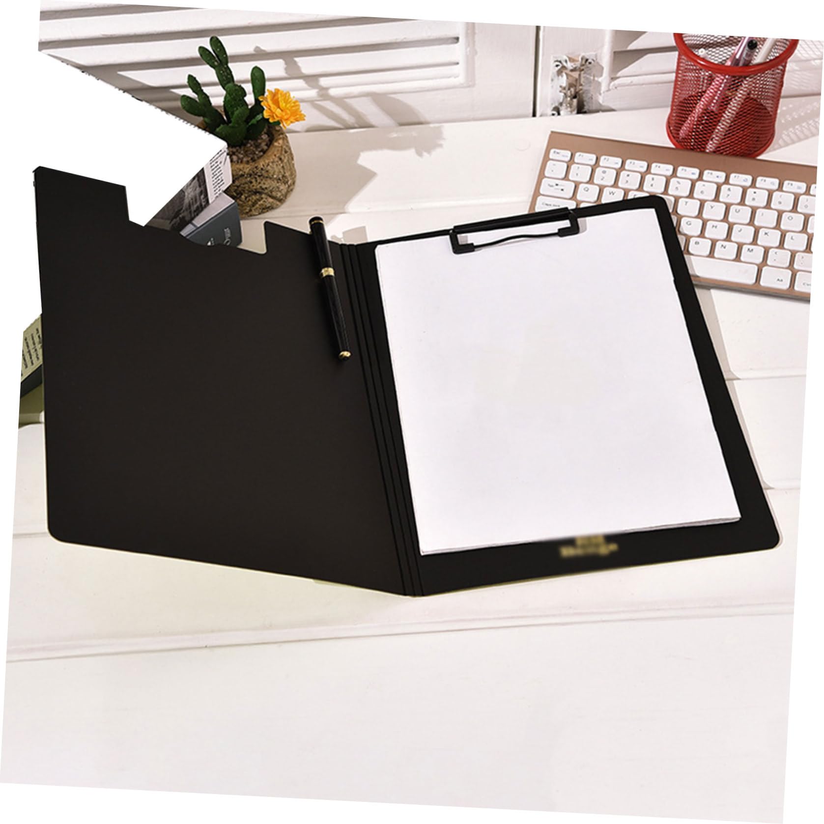 VILLCASE 4pezzi Cartella Portadocumenti Portablocco e Documenti Per Ufficio Casa e Scuola in Nero Giallo Blu Bianco e Arancione Facile Da Impilare
