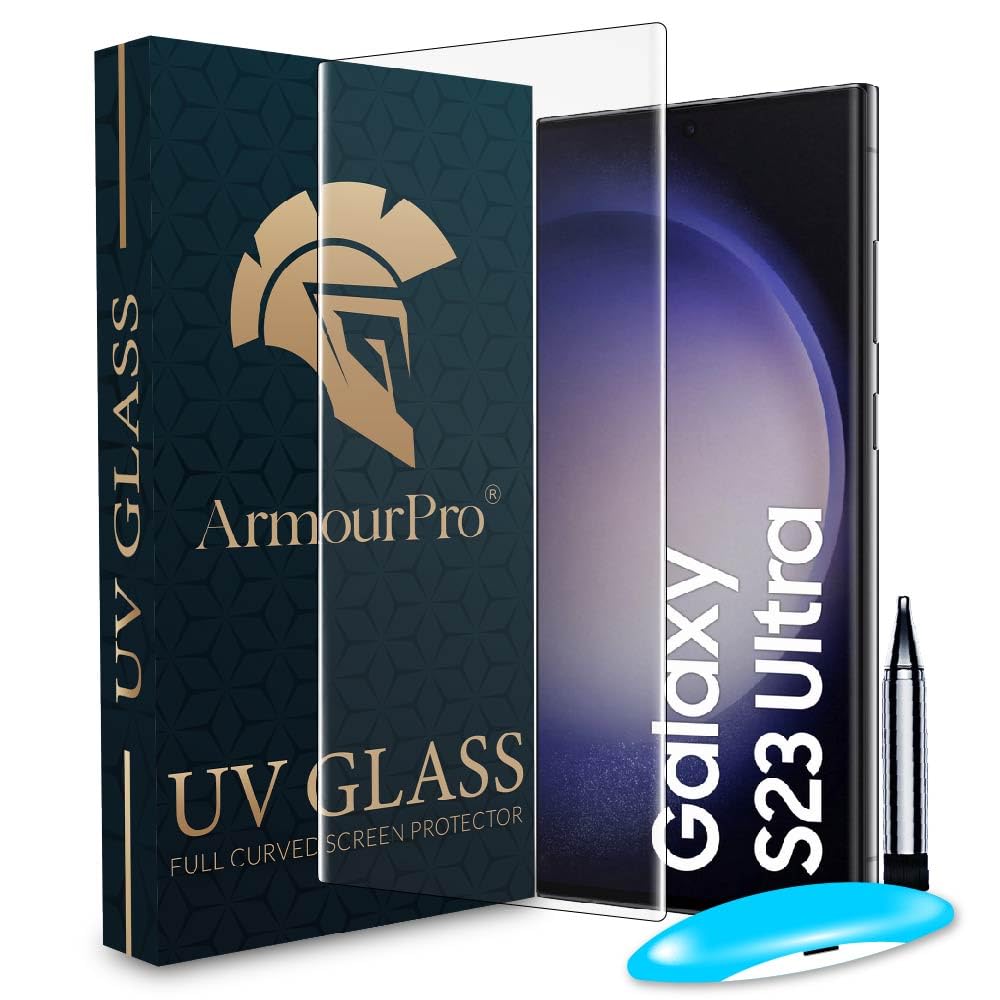 ArmourPro Full Glue Glass for Samsung Galaxy S23 Ultra 5G Edge to Edge Full Screen Coverage and Easy UV Glue Installation Kit, Pack of 1 (B0DB5ZY3H6) Amazon Price History, Amazon Price Tracker