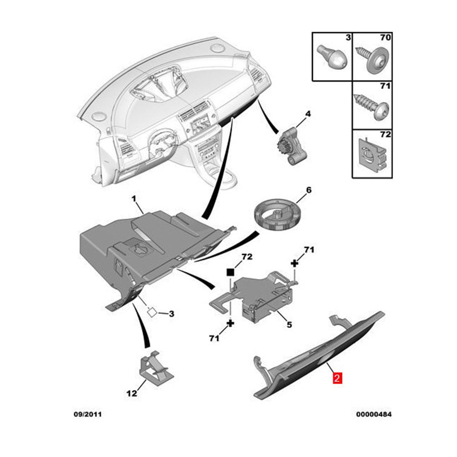 Pestillo de Guantera, Extractor de Manija de Tapa de Guantera Compatible Fuerte para C4 I 2004-2011, C-Triomphe C4 Pallas Sedan 2007-2012 para una Experiencia de Conducción Cómoda