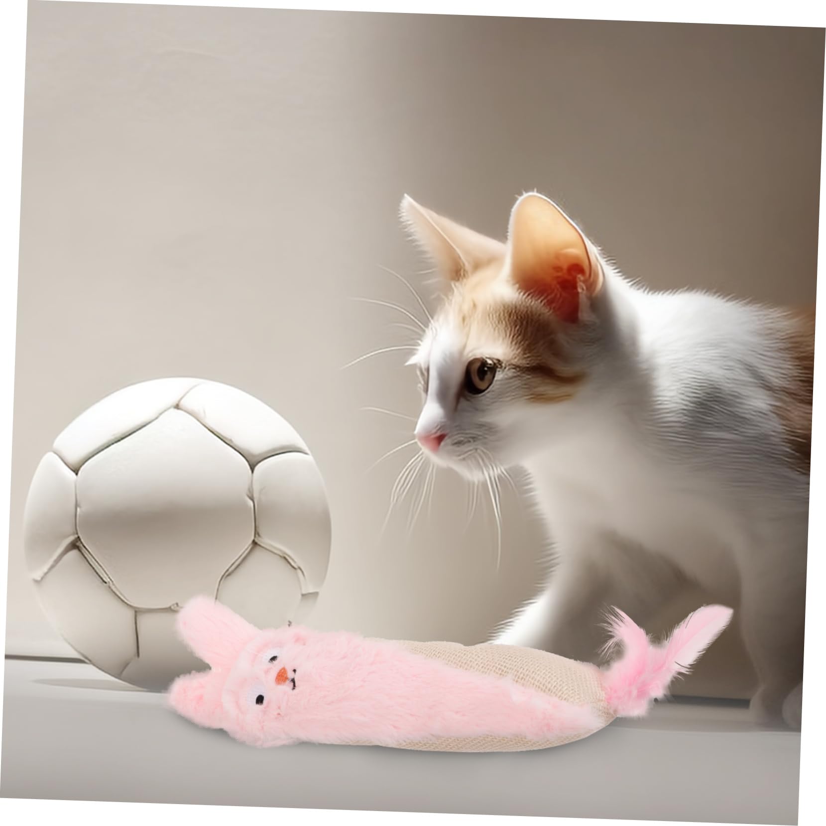 Jouet à Mâcher pour Chat avec Herbe à Chat Peluche Interactive Et Douce Forme De Lapin pour Intérieur Et Ennui