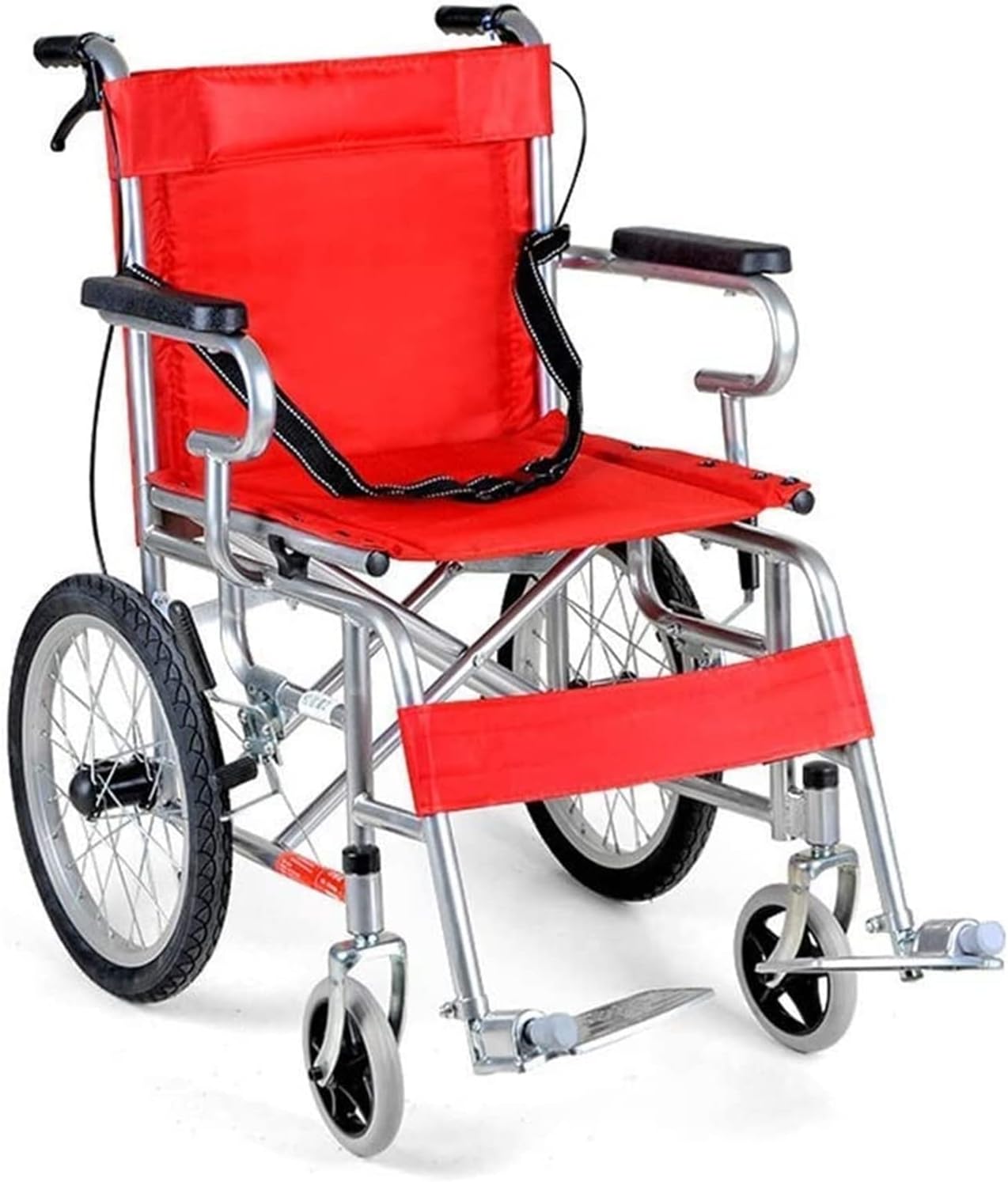 WARRIO Transport Wheelchairs Lightweight Folding,Thick Steel Tube Bracket,16inch