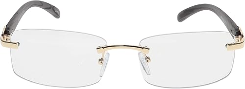 Miniatura 4 de Elite Slim - Gafas de sol rectangulares sin montura de metal y madera, estilo aviador (brazo negro dorado), Oro