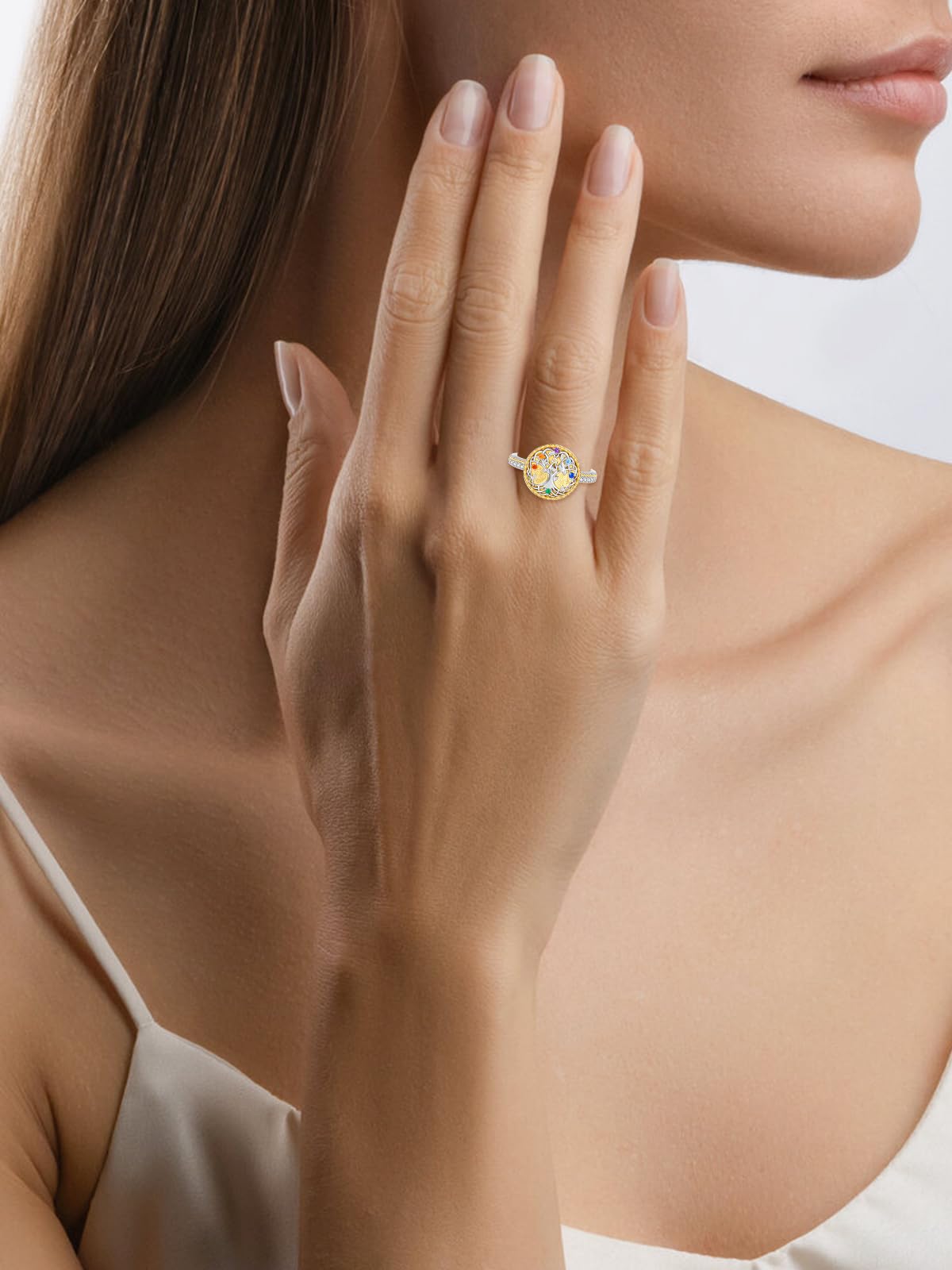 Anillo de árbol de la vida KINGWHYTE de plata de ley 925 para mujer, anillo ajustable de nudo celta, anillos de árbol de la vida para la familia, joyería para aniversarios, cumpleaños, Navidad para