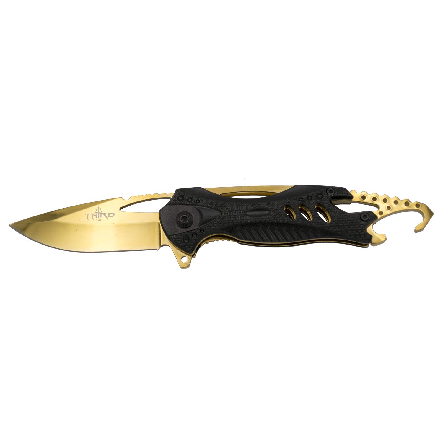 THIRD Taschenmesser K2794CA – 8,5 Cm Klinge, Cammo-Griff, Mit Glasbrecher & Flaschenöffner