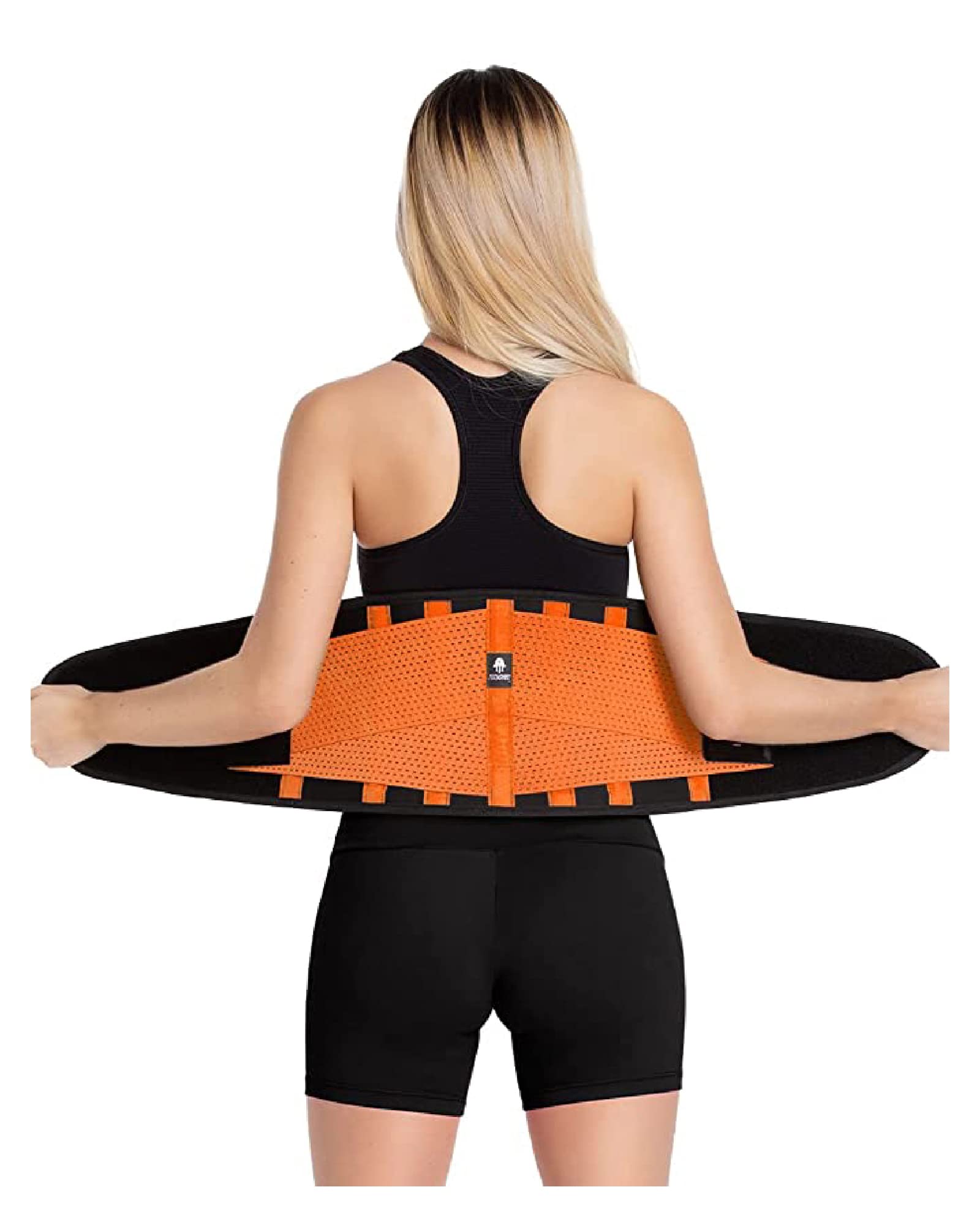 Tecnomed Waist Trainer for Women: Premium Waist Trimmer, Sweat Belt While Working Out, Postpartum Support Belly Band Orange