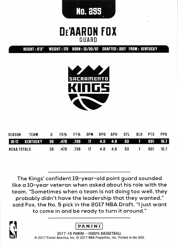 Amazon.com: 2017-18 Panini NBA Hoops Basketball #255 De