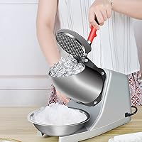 Vista 5 de OKF Afeitadora de hielo para evitar salpicaduras, máquina eléctrica de cono de nieve de tres cuchillas, máquina de hielo afeitado de acero