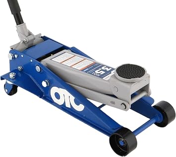 OTC LDJ35 3.5 Ton Capacity Service Jack - Features a Dual-Stage Hydraulic Unit that Reaches Maximum Height in Only 7 Pumps, Extra Wide 5.2" to 21.9" Lifting Range, 78.5" Reach, and 6" Diameter Saddle