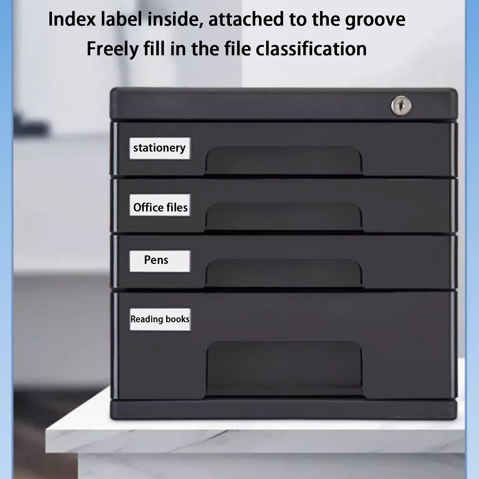 Archivio portadocumenti a 5 strati con serratura - Archivio documenti A4 multi-cassetto per ufficio e casa - Archivio desktop grigio per una nizzazione efficiente e una gestione sicura dei file