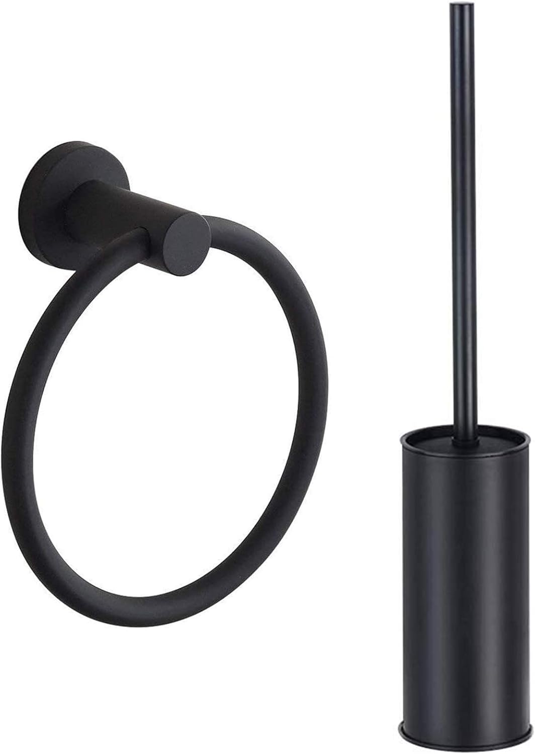 304 Stainless Steel Towel Ring and Stainless Steel 304 Rubber Painted Black Toilet Brush